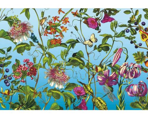 Jardin Franse tuin bloemen, weergegeven in een abstract kunstwerk, ideaal voor een klassieke uitstraling.