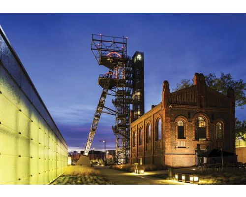 Fotobehang van het Katowice museum en kolenmijn in Polen, vastgelegd op een stadsfotobehang.