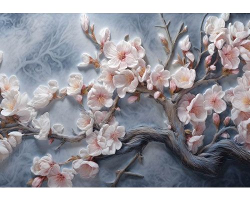 Kersenbloesem takken met bloeiende sakura bloemen, schitterend weergegeven op dit fotobehang.