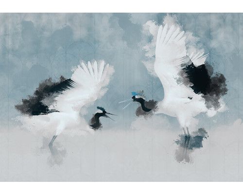 Fotobehang, Kraanvogels Abstract