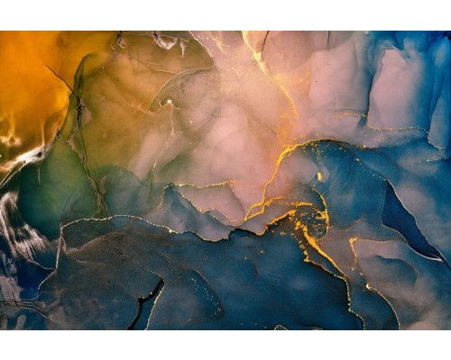 Fotobehang van marmer met een "lightning" effect, waarbij abstracte lijnen en vormen de compositie krachtig maken.