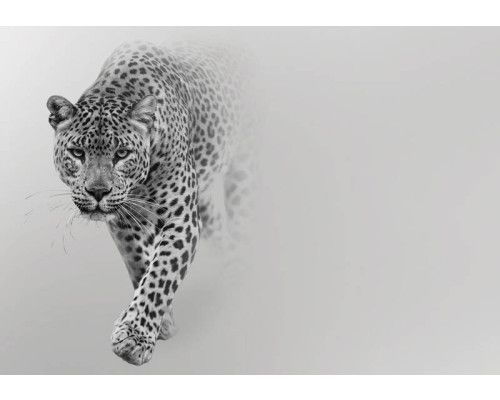 Fotobehang van een luipaard, met levensechte kleuren en gedetailleerde vachtweergave.