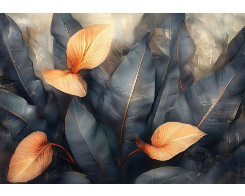 Fotobehang met schilderachtige regenboog over bergen en water.