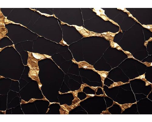 Luxe zwart en goud marmer fotobehang, met een elegante combinatie van donkere marmerpatronen en gouden accenten.