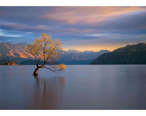 Fotobehang Magische Zonsondergang bij het Bergmeer