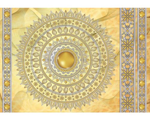 Gouden mandala patroon in Indiase stijl, perfect weergegeven in een elegant fotobehang.