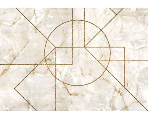 Gouden geometrische vormen komen prachtig naar voren op een marmeren achtergrond in dit fotobehang, perfect voor een industriële look.