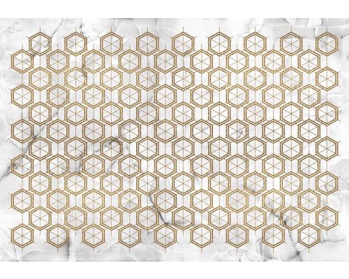 Dit fotobehang combineert groen en goud in een prachtig marmerpatroon met luxe details, geschikt voor een stijlvolle omgeving.