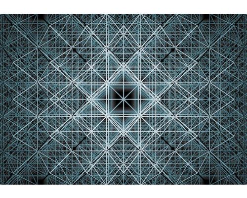 Matrix-abstractie fotobehang met futuristische patronen en complexe lijnen, perfect voor een moderne ruimte.