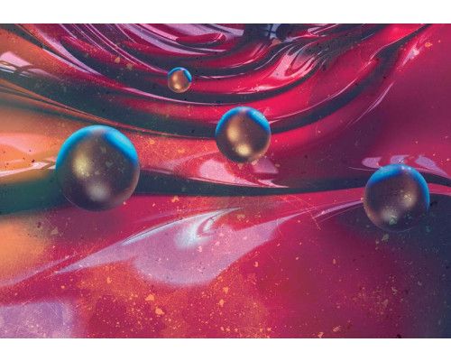 Modern kunstwerk op een kleurrijk fotobehang in schilderijstijl.