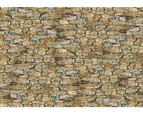 Fotobehang van een rustieke stenen muur, met moderne abstracte elementen, ideaal voor een natuurlijke uitstraling.