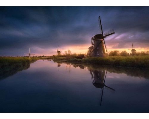 Fotobehang Molens bij Zonsondergang