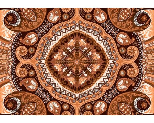 Oranje mozaïekpatroon, abstract fotobehang met warme tinten voor een levendige sfeer.