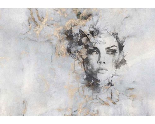 Fotobehang Mystieke Vrouw met Luxe Goudtinten