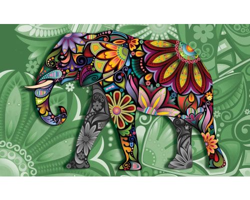 Abstract fotobehang van olifanten in kunststijl, unieke compositie.