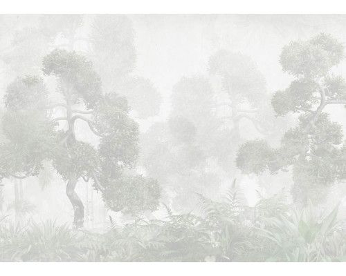 Fotobehang met een serene Oosterse tuin, vol harmonieuze elementen zoals bonsaibomen, stenen paden en rustige waterpartijen, perfect voor een kalme en elegante uitstraling.