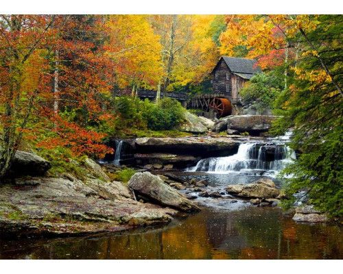Fotobehang Oude Graanmolen in Babcock State Park