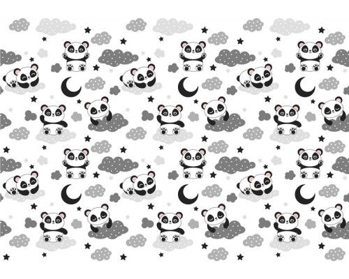 Fotobehang van pandaberen tussen de wolken, schattig voor babykamers.