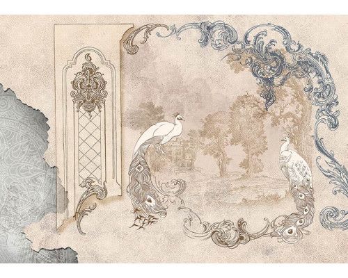 Fotobehang Pauwen in Rococo Stijl