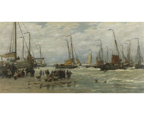 Fotobehang met een schilderachtig landschap van koeien grazend in een weide, geïnspireerd op het schilderij van Gerard Bilders uit 1860-1865.