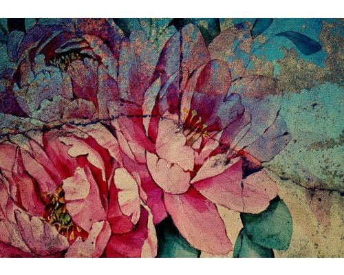 Fotobehang met pioenrozen, kleurrijk en verfijnd bloemenontwerp.