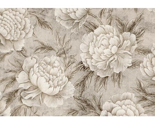 Fotobehang van pioenrozen in Japanse stijl, met een focus op elegantie en natuur.