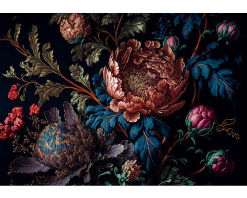 Pioenrozen in bloei, sfeervol vastgelegd op een schilderachtig fotobehang van bloemen.