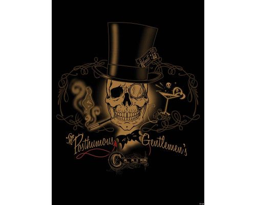 Fotobehang van een postumous gentlemen's club met skulls, alchemie thema.