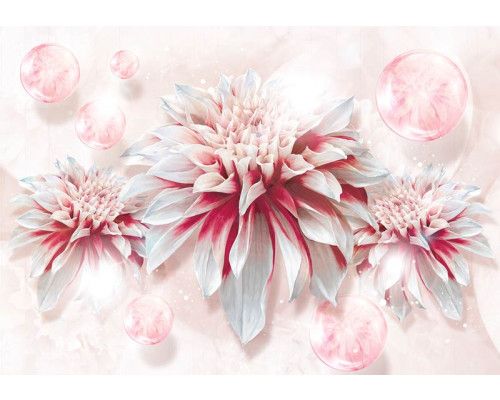 Fotobehang met roze bloemen, perfect voor een lichte en levendige kamer.