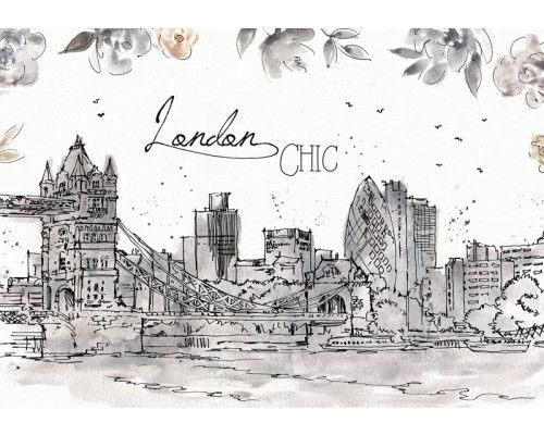 Fotobehang met een schilderachtige weergave van Londen met de iconische Tower Bridge en de stad op de achtergrond. Een chic ontwerp.