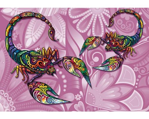 Schorpioenen, abstract weergegeven op een kunstzinnig fotobehang voor een unieke ruimte.