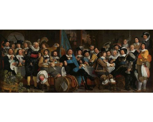 Fotobehang van de schuttersmaaltijd ter viering van de Vrede van Munster.