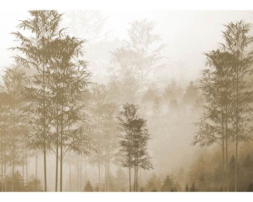 Fotobehang met een sepia-getint bos, vol warme bruine en goudachtige tinten, perfect voor een nostalgische en tijdloze uitstraling.