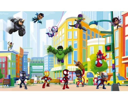 Fotobehang Avengers unite, iconische Marvel-helden samen in actie.