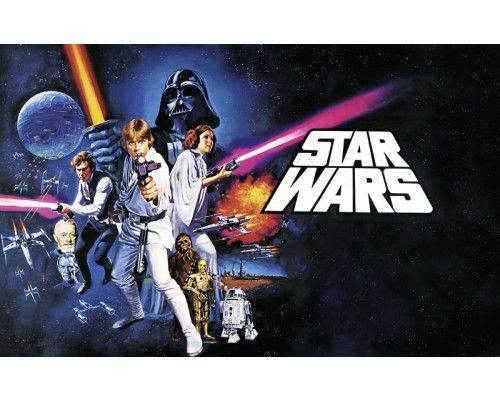 Star Wars klassieke poster in cult collage stijl op fotobehang.