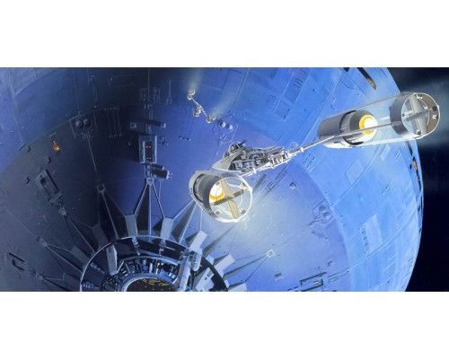 Star Wars Death Star assault fotobehang, ideaal voor een Star Wars-thema kamer.