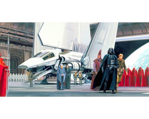 Star Wars Death Star shuttle dock fotobehang, een spannende scène uit de klassieke film.