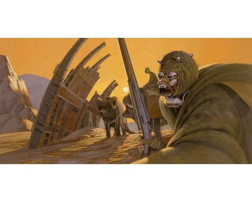 Tusken Raiders fotobehang uit Star Wars, ideaal voor een Star Wars thema kamer.