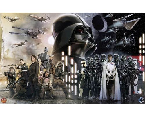 Rogue One collage met Jyn Erso uit Star Wars op een fotobehang.