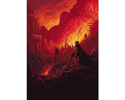 Star Wars First Order Purge fotobehang toont de First Order troepen in actie, met een dreigende atmosfeer en futuristische wapens.