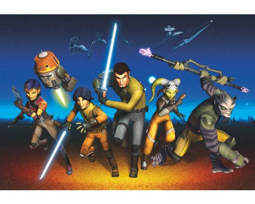 Fotobehang van rennende rebellen uit Star Wars, in een epische actievolle scène.