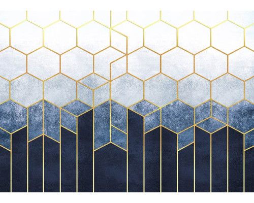 Fotobehang Stijlvolle Gouden Zeshoeken