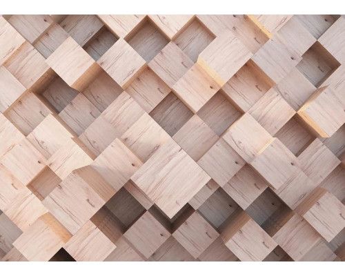 Fotobehang Stijlvolle Houten Kubussen in 3D