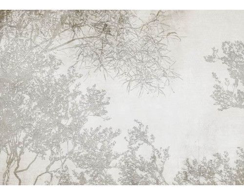 Fotobehang met artistieke silhouetten van takken tegen een subtiele achtergrond, perfect voor een minimalistische en stijlvolle uitstraling.