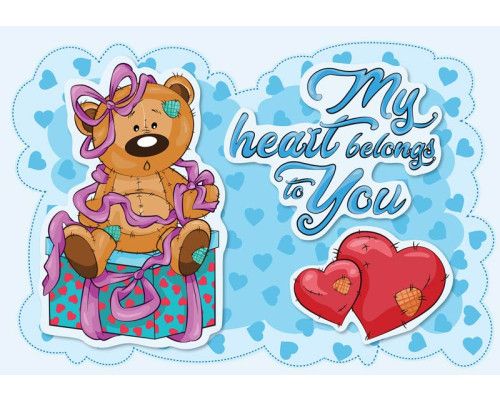 Fotobehang van een teddybeer met hart en tekst, schattig en geschikt voor kinderkamers.