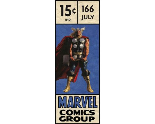 Thor retro comic fotobehang met klassieke comic art stijl en speelse elementen.