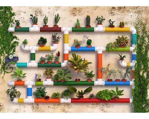 Fotobehang Tuinplanten op de Waterleiding