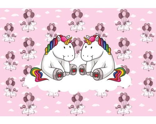 Fotobehang met unicorns in de wolken, speciaal voor meisjeskamers en peuterkamers.