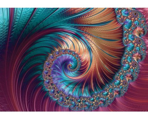 Fotobehang van verenpracht in een abstracte kunststijl, voor een moderne look.