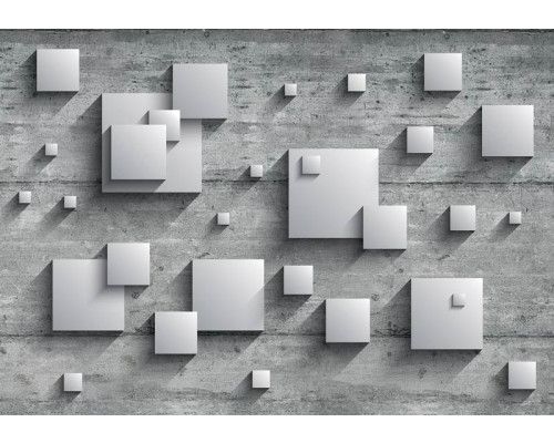 Vierkanten en geometrie, abstract weergegeven op een fotobehang met levendige kleuren.